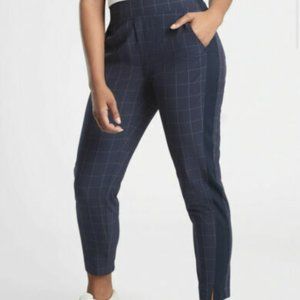 Athleta Brooklyn Textured Ankle Pant-Windowpane Navy